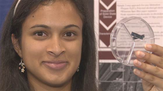 Eesha Khare supercapacitator invention charges battery 20 seconds