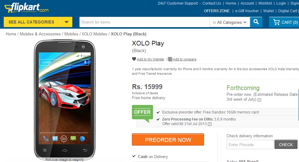 XOLO Play T1000 Flipkart